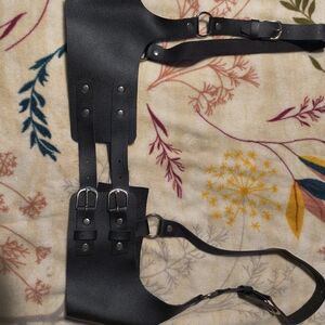 Black Leather Harness with Buckle Details